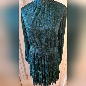 New Year's Shimmering Teal Green Long Sleeve Dress 1. State